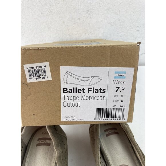 *New Toms Ballet Flats Womens Sz 7.5 Taupe Moroccan Cut Out Slip On Casual Shoes - Picture 11 of 11